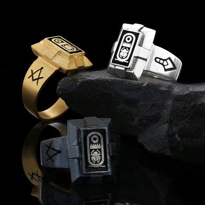 Custom Design Silver Men Masonic Ring by SWISS PLUS - Mason Collection - view 5