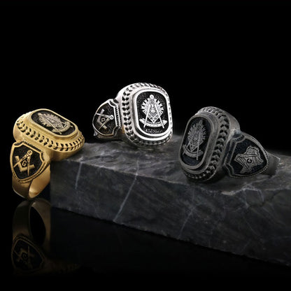 Special Design 925 Sterling Silver Past Master Masonic Ring by SWISS PLUS - Mason Collection - view 5