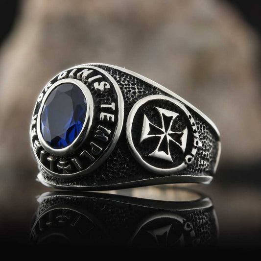 Masonic Silver Ring, Mystic Mason Ring, Mason's Emblem Ring - view 1