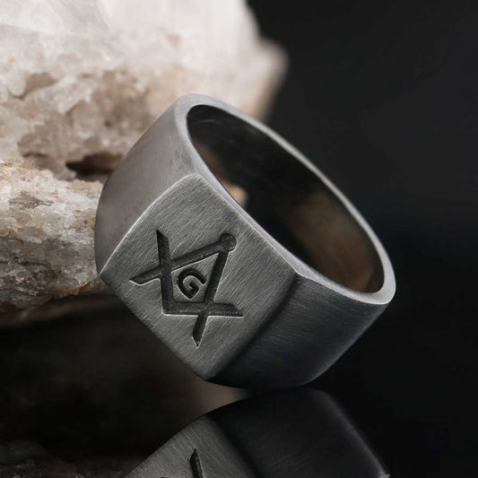 Masonic Lodge With G Ring, Masonic Rings, Freemason Ring, Master Mason Rings, Free Mason Ring - view 1