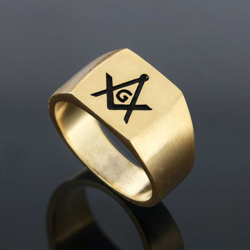 Masonic Lodge With G Ring, Masonic Rings, Freemason Ring, Master Mason Rings, Free Mason Ring - view 4