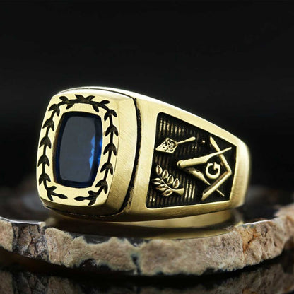 Acacia with Stone Masonic Ring, Master Mason Ring by SWISS PLUS - Mason Collection