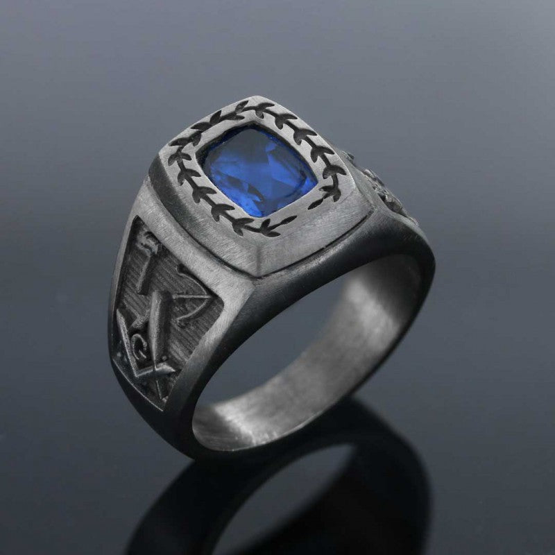Acacia with Stone Masonic Ring, Master Mason Ring by SWISS PLUS - Mason Collection - view 2