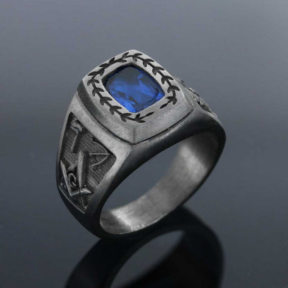 Acacia with Stone Masonic Ring, Master Mason Ring by SWISS PLUS - Mason Collection - view 2