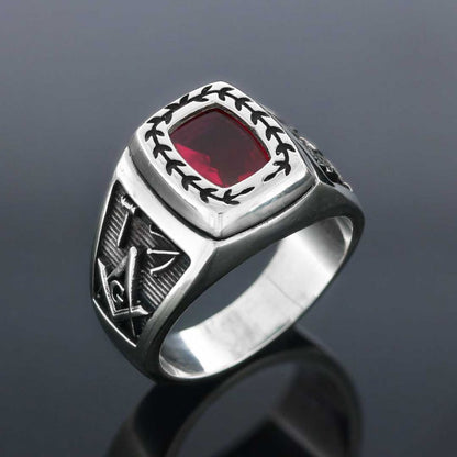 Acacia with Stone Masonic Ring, Master Mason Ring by SWISS PLUS - Mason Collection - view 3