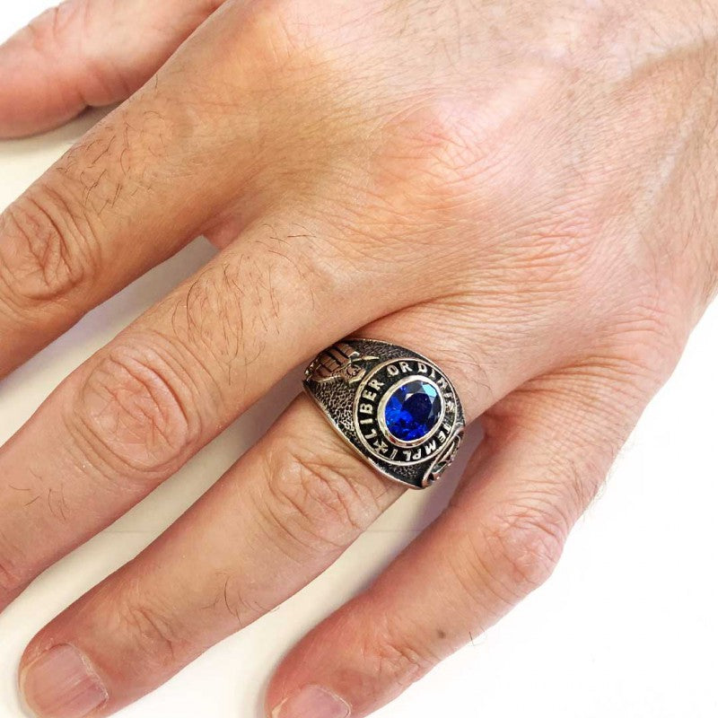 Masonic Silver Ring, Mystic Mason Ring, Mason's Emblem Ring