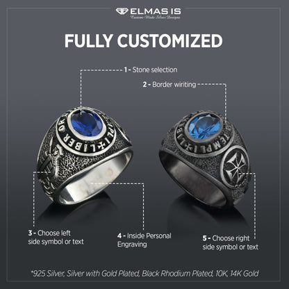Masonic Silver Ring, Mystic Mason Ring, Mason's Emblem Ring by SWISS PLUS - Mason Collection - view 6