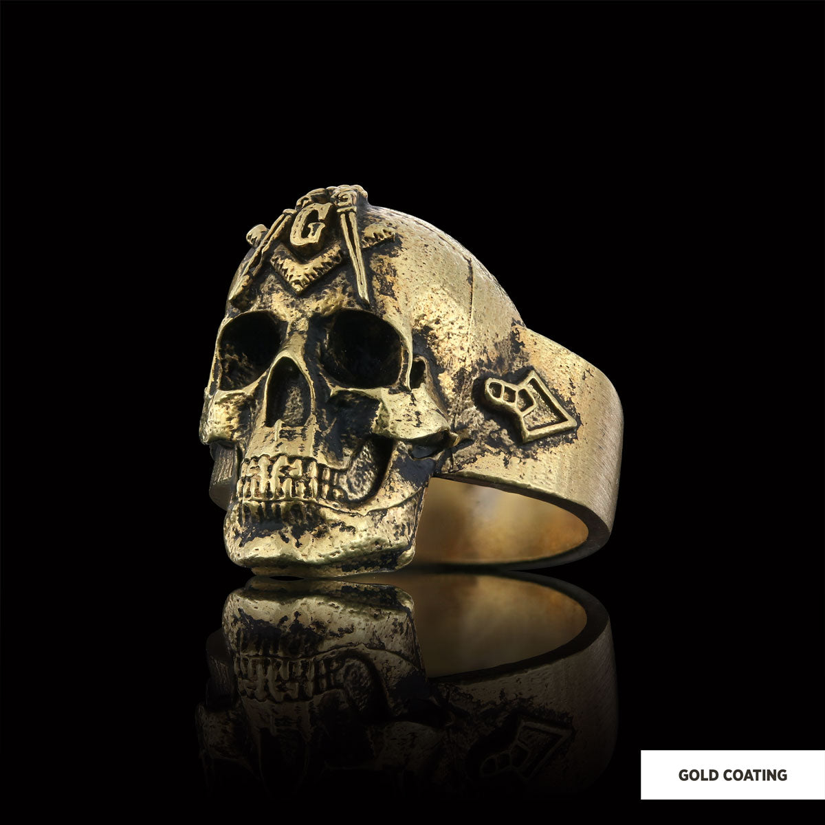 Masonic Skulle Ring, Mason Ring, Ancient Lodge Mason Ring - view 3