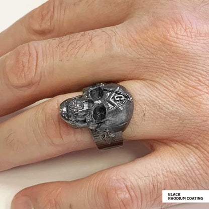 Masonic Skull Ring, Mason Ring, Ancient Lodge Mason Ring by SWISS PLUS - Mason Collection - view 5