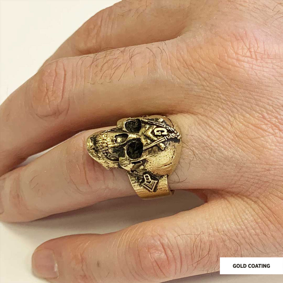 Masonic Skulle Ring, Mason Ring, Ancient Lodge Mason Ring - view 7