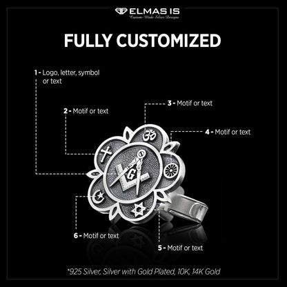 Masonic Special Design Silver Lodge Cufflink by SWISS PLUS - Mason Collection - view 5