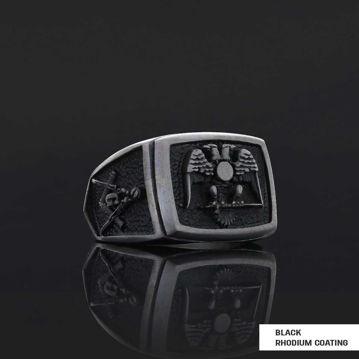 Master Mason Handmade Sterling Silver Men Signet Ring, Freemason Symbol Signet Ring by SWISS PLUS - Mason Collection - view 2