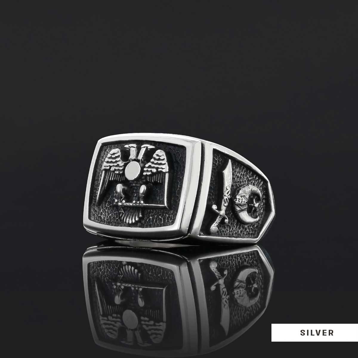 Master Mason Handmade Sterling Silver Men Signet Ring, Freemason Symbol Signet Ring - view 3