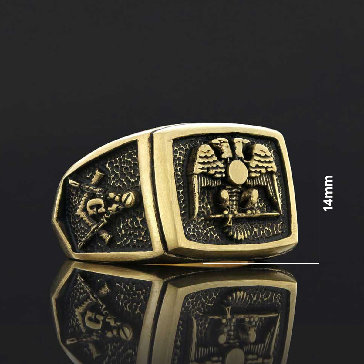 Master Mason Handmade Sterling Silver Men Signet Ring, Freemason Symbol Signet Ring - view 5