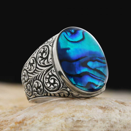 Men 925 Sterling Silver Ring With Unique Motif - view 1