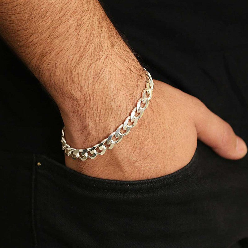 Men Silver Chain Bracelet by SWISS PLUS - Jewish Collection - view 2
