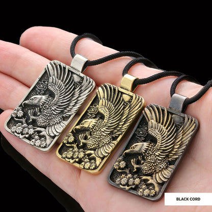 Men Sterling Silver Eagle Pendant Gold Coating-Cord by SWISS PLUS - Unique Pendants & Cool Design Necklaces - view 2