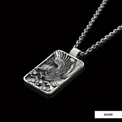 Men Sterling Silver Eagle Pendant Silver-Chain by SWISS PLUS - Jewish Collection