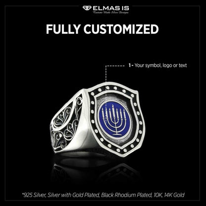 Menorah Embroidered Ring by SWISS PLUS - Jewish Collection - view 5