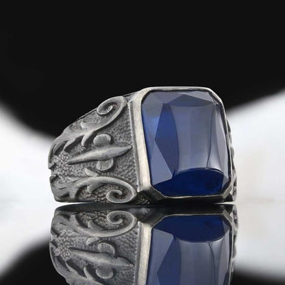 Men Gemstone Silver Ring by SWISS PLUS - Unique Design Rings