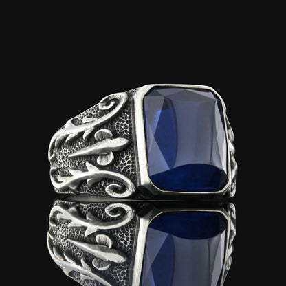 Men Gemstone Silver Ring by SWISS PLUS - Unique Design Rings - view 3