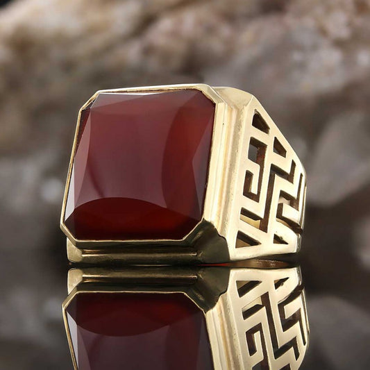 Unique Design Men Gemstone Silver Ring - view 1