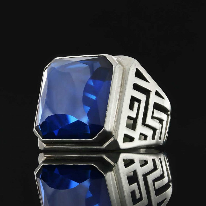 Unique Design Men Gemstone Silver Ring - view 3