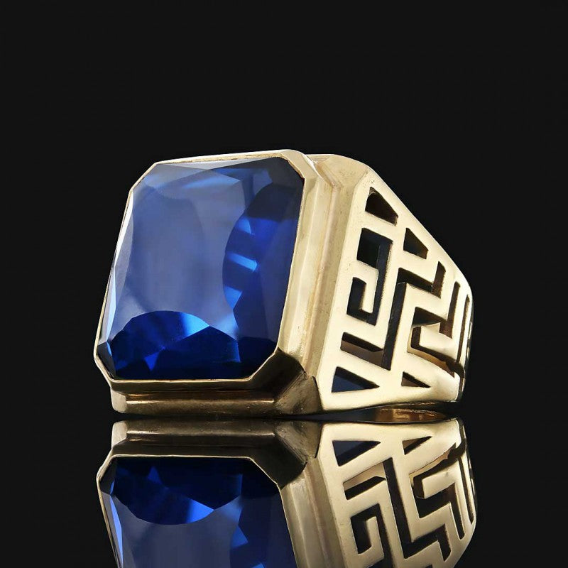 Unique Design Men Gemstone Silver Ring - view 7