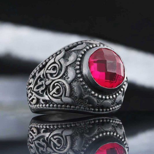 Men Motif Silver Ring