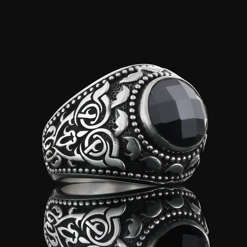 Men Motif Silver Ring