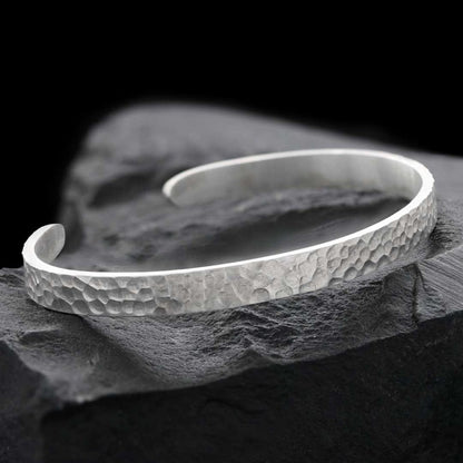Mens Silver Cuff Bracelet by SWISS PLUS - Unique Design Leather Bracelets