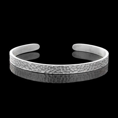 Mens Silver Cuff Bracelet by SWISS PLUS - Unique Design Leather Bracelets - view 2