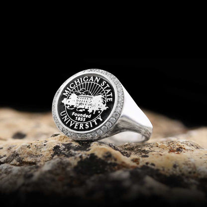 Michigan State University Ring by SWISS PLUS - 925 Sterling Silver Rings for Men & Women