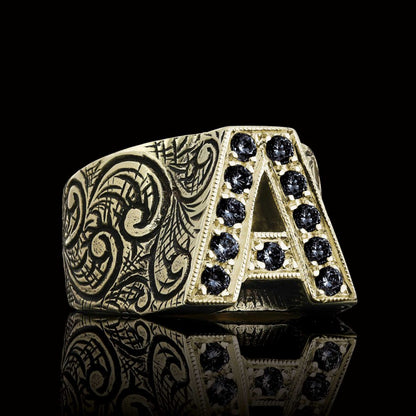 Monogram A Bold Alphabet Ring by SWISS PLUS - Letter Collection - view 3