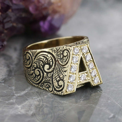 Monogram A Bold Alphabet Ring by SWISS PLUS - Letter Collection