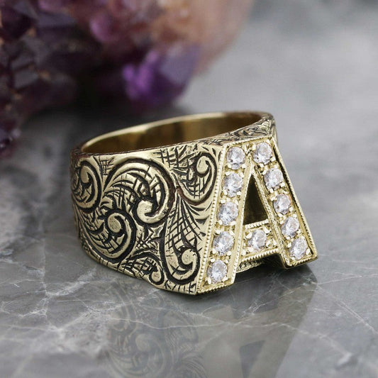 Monogram A Bold Alphabet Ring