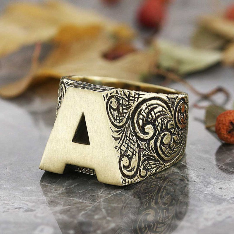 Monogram A Bold Alphabet Ring