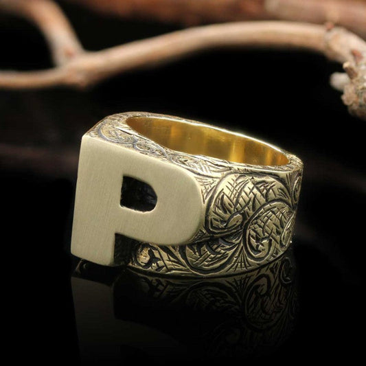 Monogram P Alphabet Ring