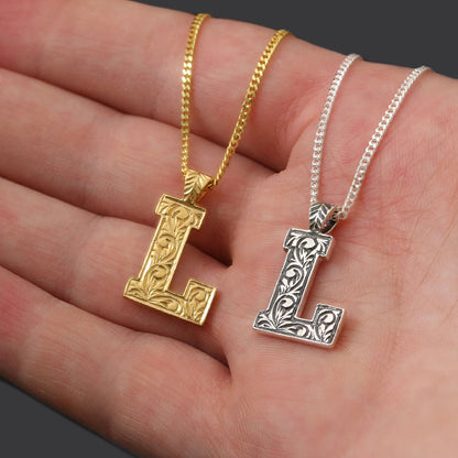 Monogram Special Design 925 Sterling Silver Letter L Necklace by SWISS PLUS - Letter Collection - view 5