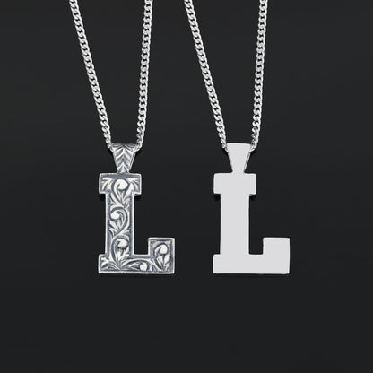 Monogram Special Design 925 Sterling Silver Letter L Necklace by SWISS PLUS - Letter Collection - view 3