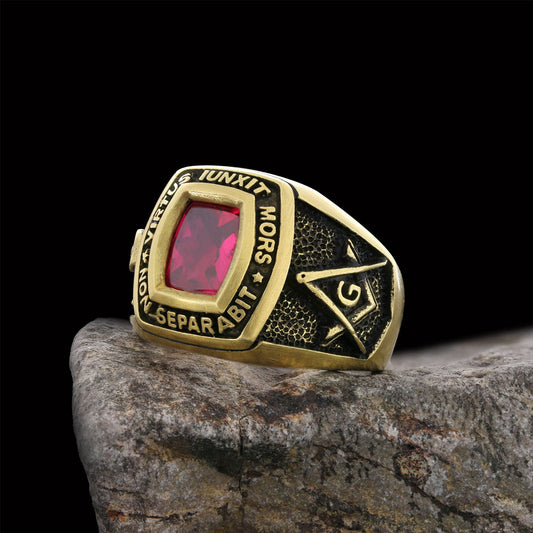 Mortality Masonic Ring, Handmade Mason Jewelry, Lodge Masonic Ring - view 1