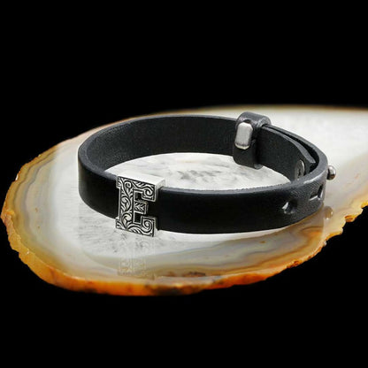 Motif 925 Sterling Silver Letter E Bracelet by SWISS PLUS - Letter Collection - view 3