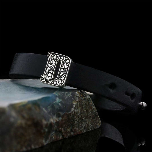 Motif Alphabet Letter D 925 Sterling Silver Bracelet