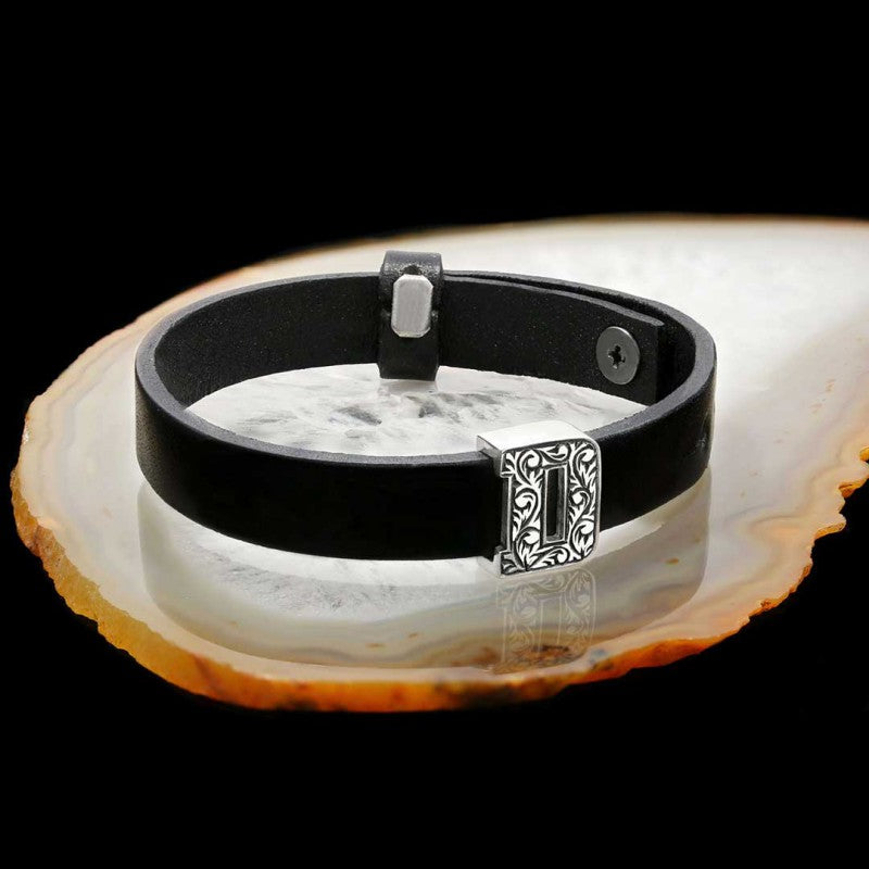 Motif Alphabet Letter D 925 Sterling Silver Bracelet by SWISS PLUS - Letter Collection - view 2