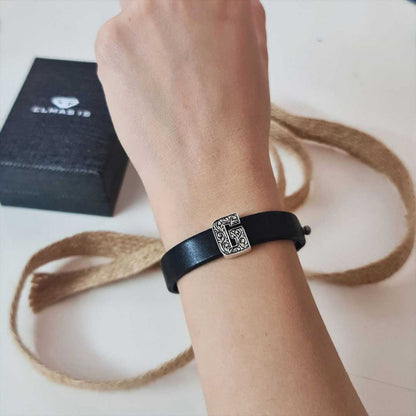 Motif Letter G Leather Bracelet by SWISS PLUS - Letter Collection - view 4