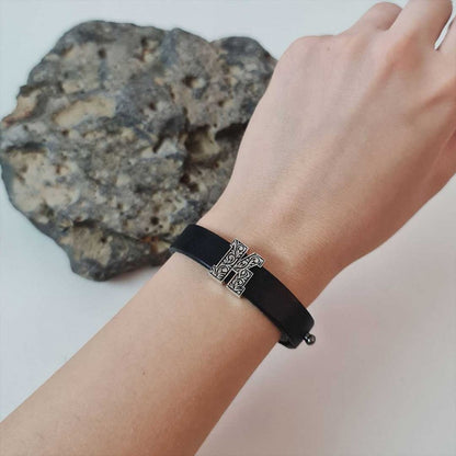 Motif Letter K Leather Bracelet by SWISS PLUS - Letter Collection - view 4