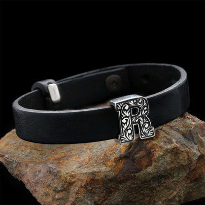 Motif Letter R 925 Sterling Silver Bracelet by SWISS PLUS - Letter Collection