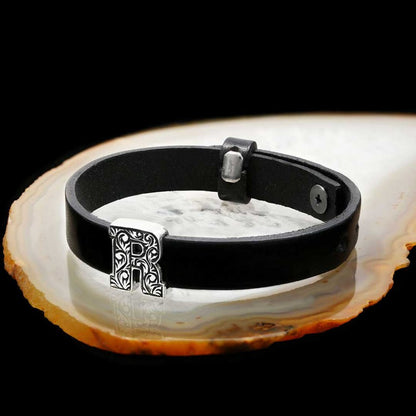 Motif Letter R 925 Sterling Silver Bracelet by SWISS PLUS - Letter Collection - view 2
