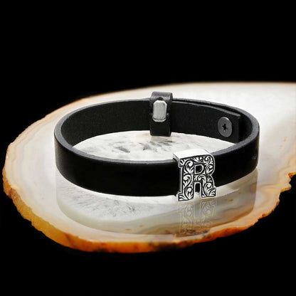 Motif Letter R 925 Sterling Silver Bracelet by SWISS PLUS - Letter Collection - view 3