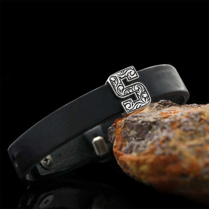 Motif Letter S Leather Bracelet by SWISS PLUS - Letter Collection